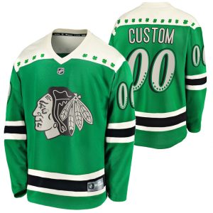 Chicago Blackhawks Trikot Benutzerdefinierte #00 2021 St. Patrick’s Day Grün